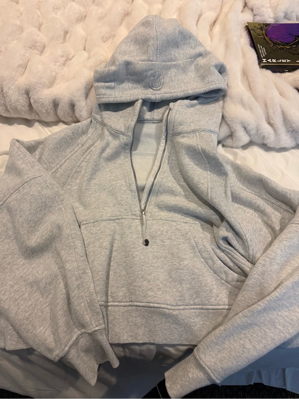 lululemon athletica Light Gray Half-Zip Hoodie Sweater
